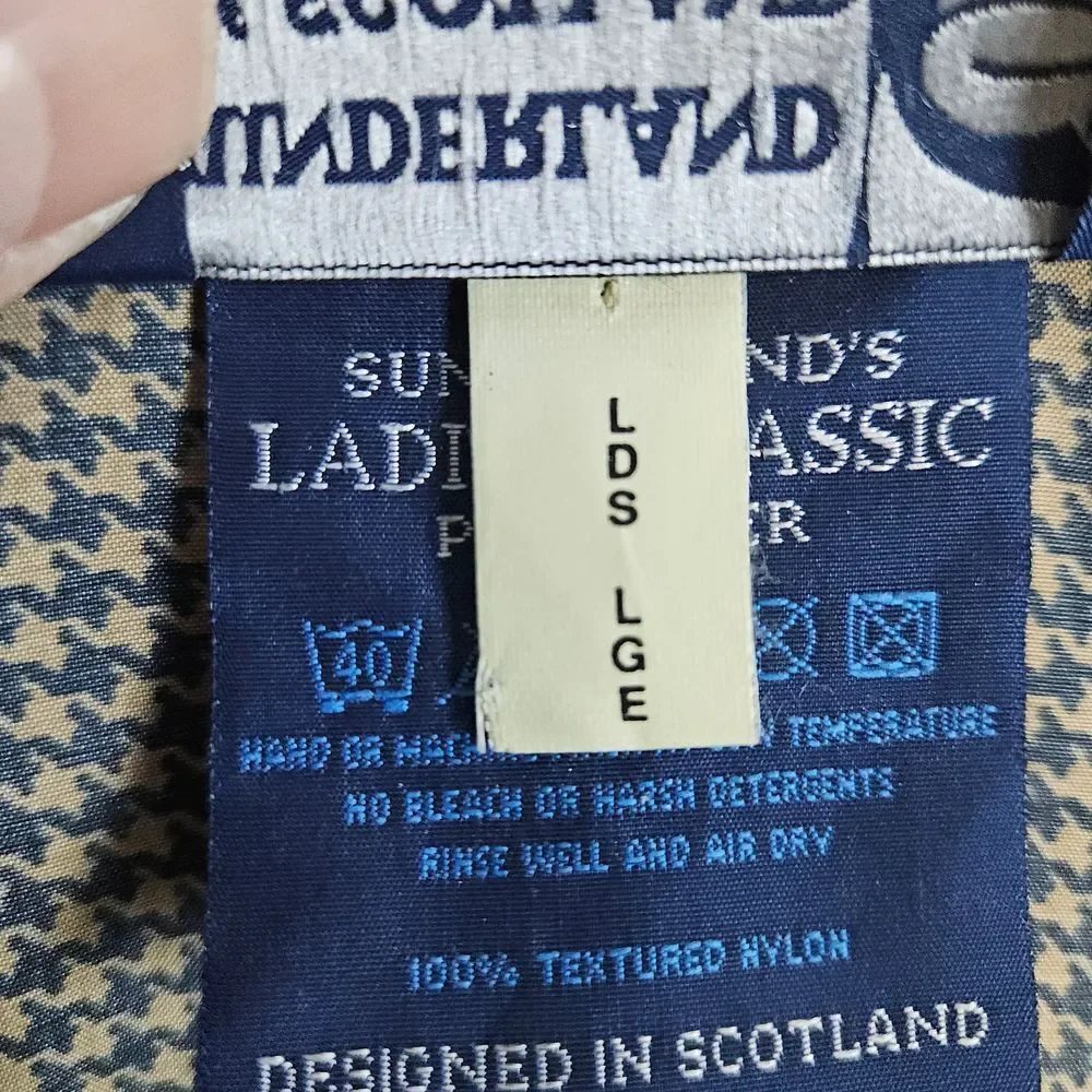 Sunderland of Scotland Ladies Classic Pullover Size L Houndstooth Textured Nylon